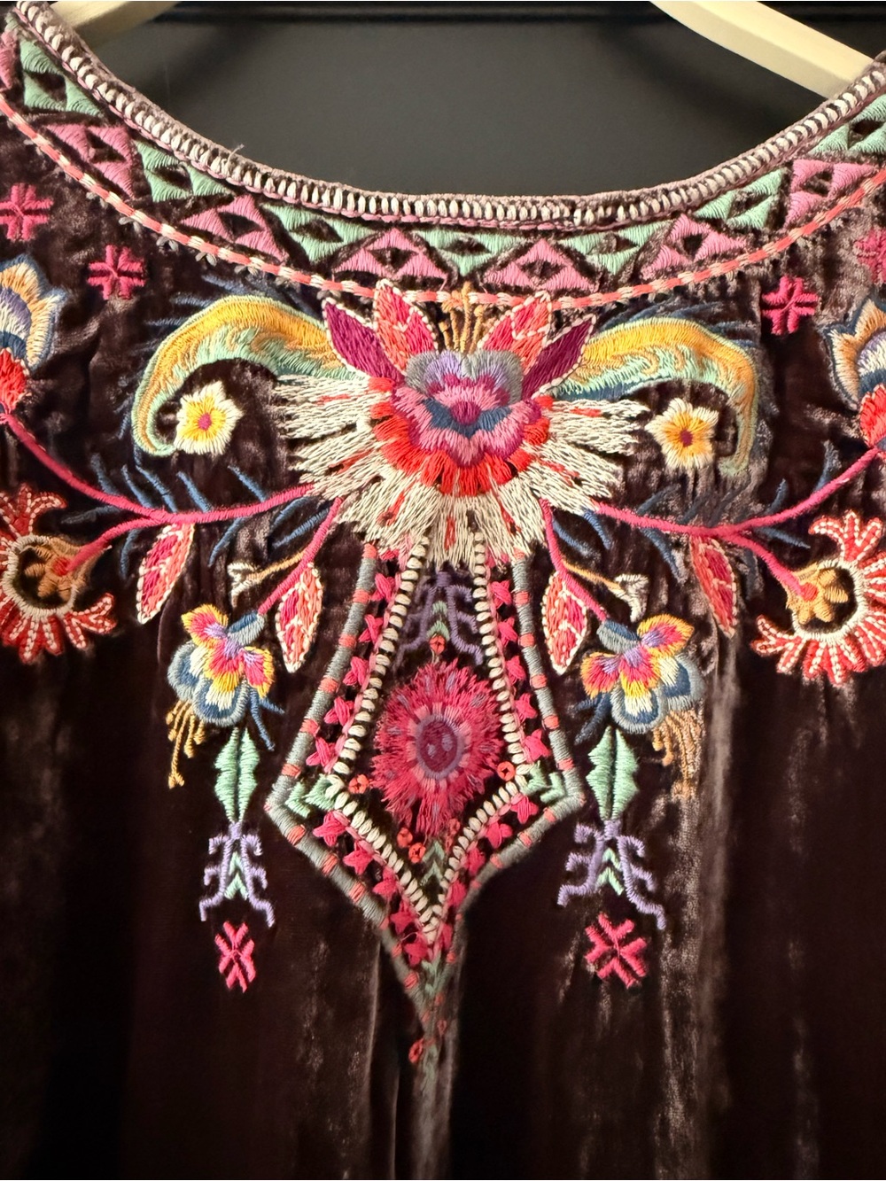 Johnny Was Ioana Velvet Drape Top NWT Size XXL Embroidered Colorful Boho Shirt - Picture 6 of 6